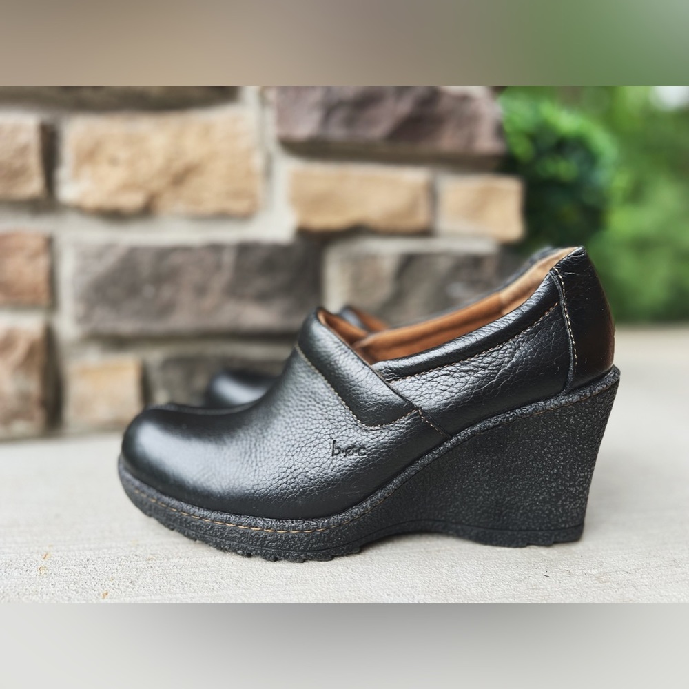 Born Black Wedge Slip-On Shoes